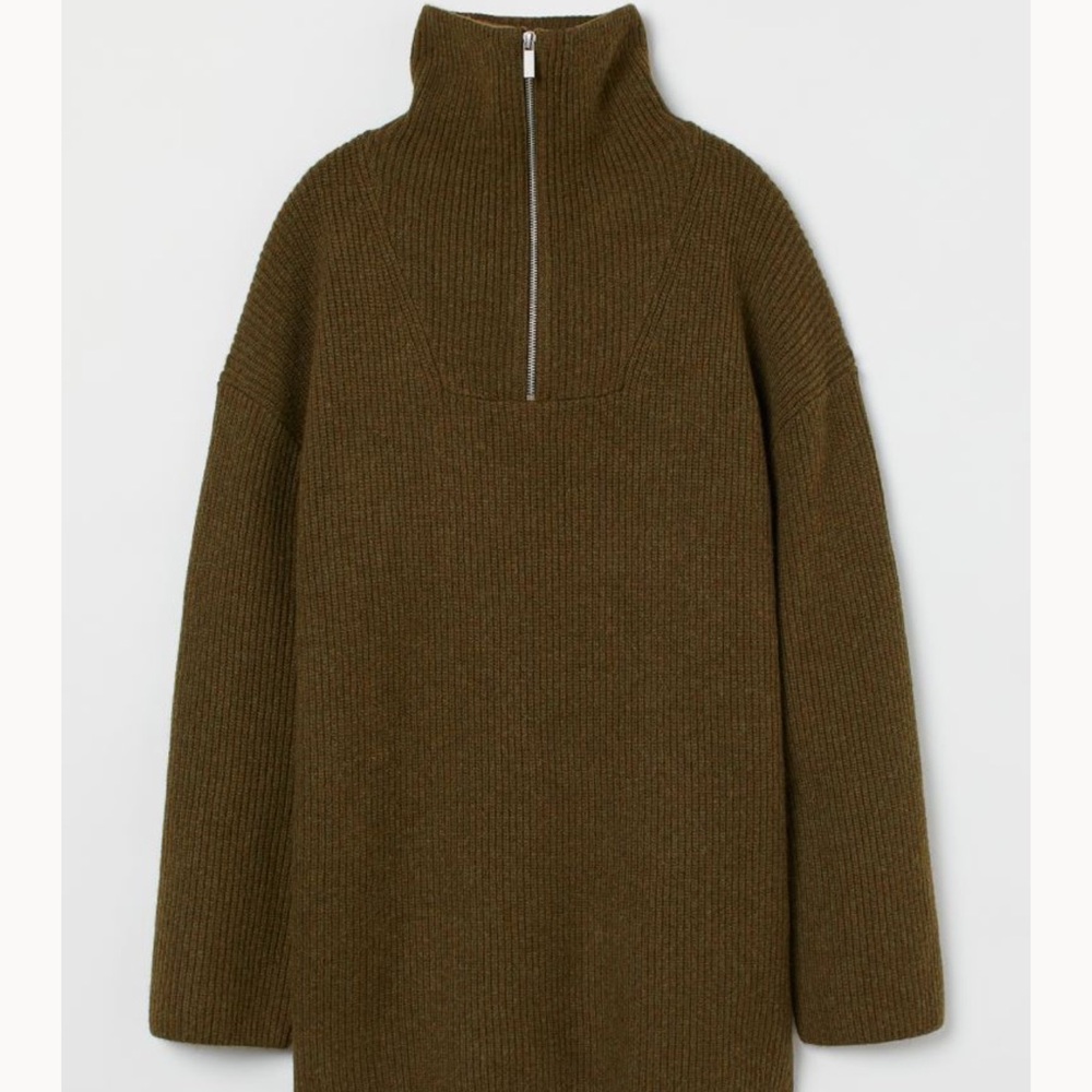 H&M Half-Zip Sweater Khaki XS